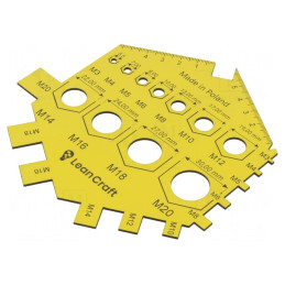 Size Gauge for Nuts and Screws, Yellow, M3-M20 | Electronic-mag.ro | Componente Electronice