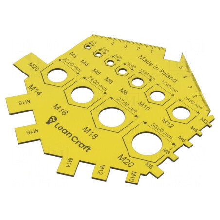 Size Gauge for Nuts and Screws, Yellow, M3-M20 | Electronic-mag.ro | Componente Electronice