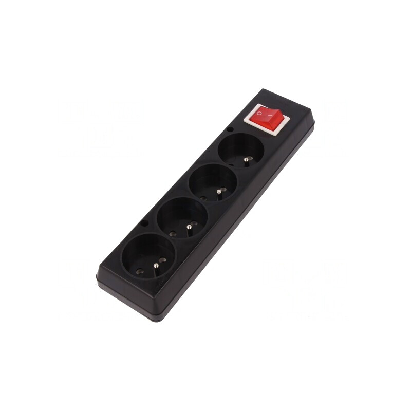 Conector Alimentare AC Mamă Splitter 2P PE 250V 16A Negru | Electronic-mag.ro | Componente Electronice