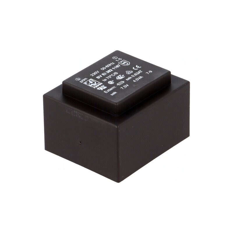 Transformator încapsulat 4,5VA 230V 7,5V 600mA PCB | Electronic-mag.ro | Componente Electronice