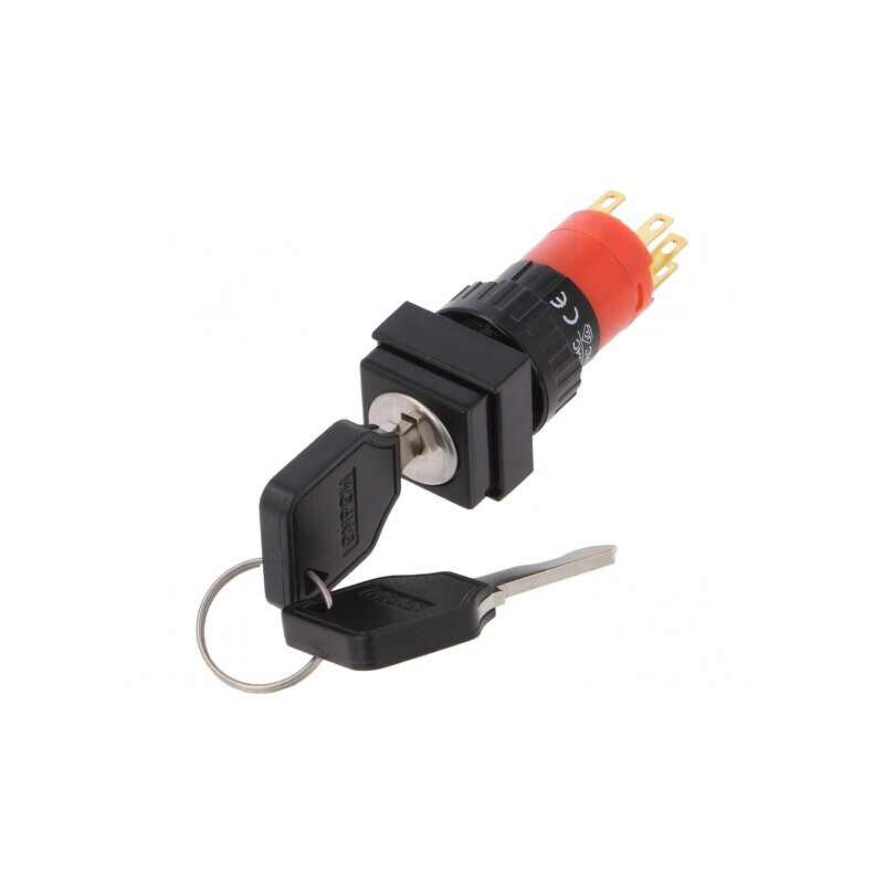 Comutator întrerupător cu cheie 2 Pini SPDT Ø16mm | Electronic-mag.ro | Componente Electronice
