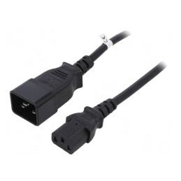 Cablu Alimentare IEC C13 Mamă la C20 Tată 1.2m Negru 10A 250V | Electronic-mag.ro | Componente Electronice