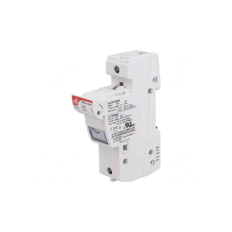 Clema Siguranțe 14x51mm pentru Șină DIN 50A Gri | Electronic-mag.ro | Componente Electronice