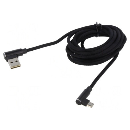 Cablu USB 2.0 unghi bilateral USB A/USB C 2m | Electronic-mag.ro | Componente Electronice