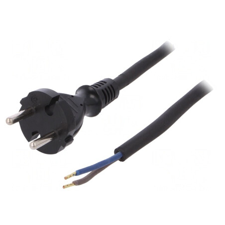 Cablu 2x1,5mm 2m Negru 16A CEE 7/17 | Electronic-mag.ro | Componente Electronice