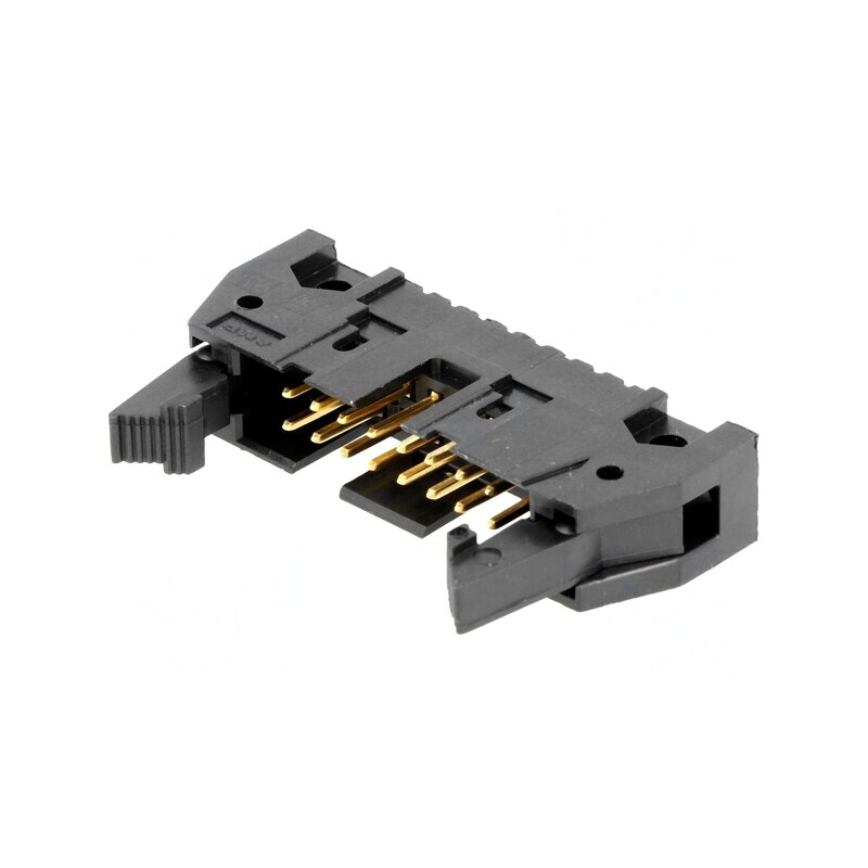 Soclu IDC 16 PIN drept cu ejector aurit 2,54mm THT | Electronic-mag.ro | Componente Electronice