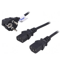 Cablu Alimentare 3x0,5mm2 cu Ștecăr în Unghi și 2 Conectori IEC C13 | Electronic-mag.ro | Componente Electronice