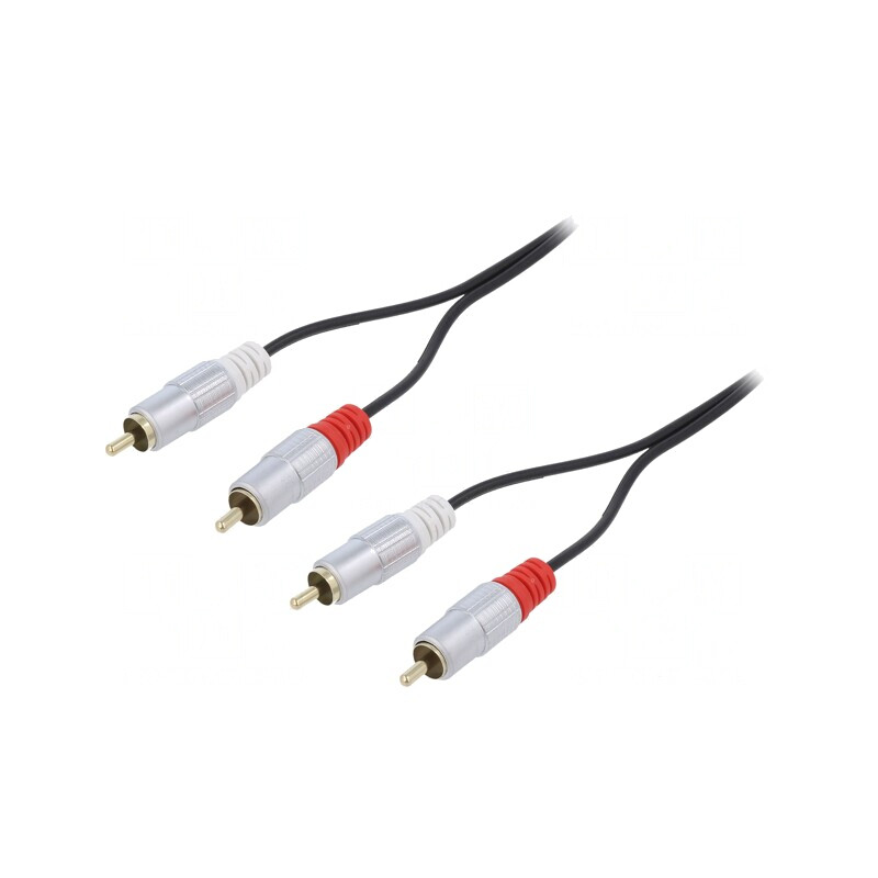 Cablu RCA dublu 2m aurit negru | Electronic-mag.ro | Componente Electronice