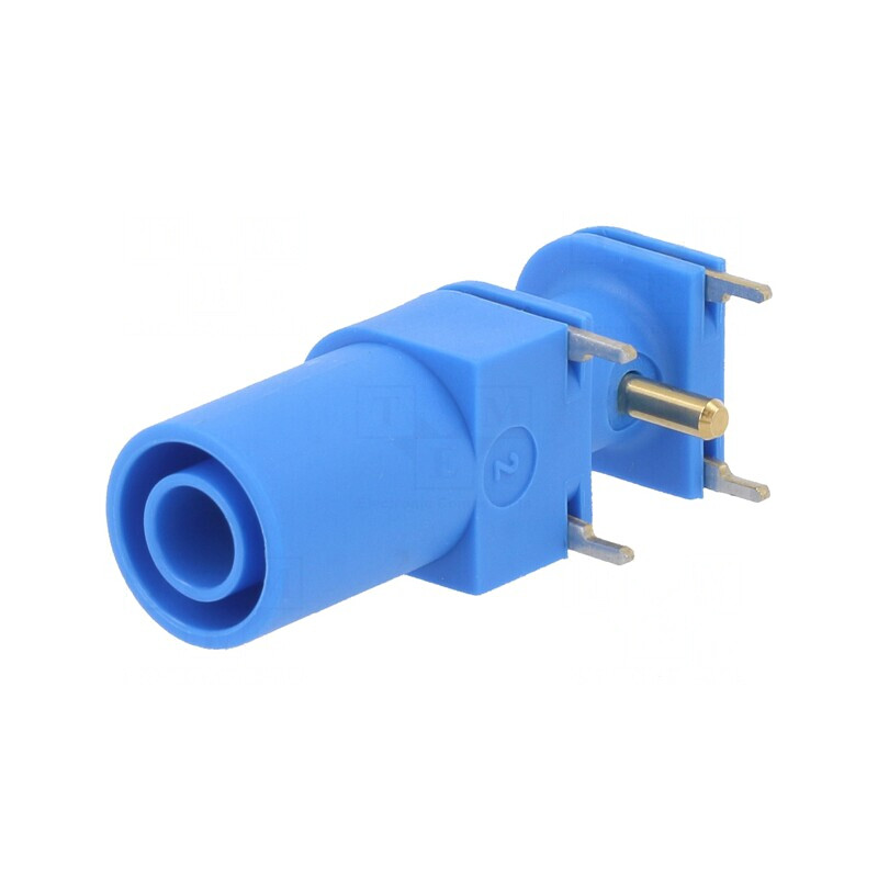 Soclu Banană 4mm 24A Albastru Aurit pentru PCB și Panou | Electronic-mag.ro | Componente Electronice