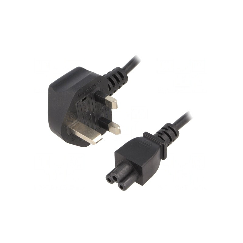 Cablu Alimentare 1.8m Negru 3x0.75mm2 BS 1363 la IEC C5 | Electronic-mag.ro | Componente Electronice