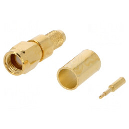 Mufă SMA Tată Drept 50Ω Crimpat PTFE Aurit | Electronic-mag.ro | Componente Electronice