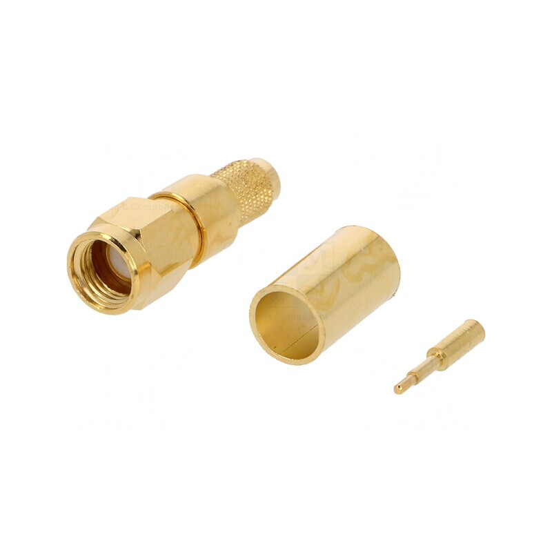 Mufă SMA Tată Drept 50Ω Crimpat PTFE Aurit | Electronic-mag.ro | Componente Electronice