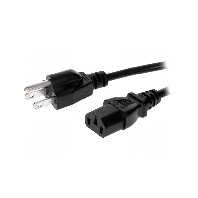 Cablu Alimentare 3m Negru IEC C13 la NEMA 5-15 | Electronic-mag.ro | Componente Electronice