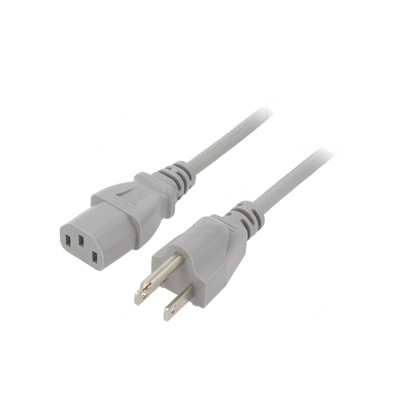Cablu Alimentare IEC C13 la NEMA 5-15 3m Gri 10A | Electronic-mag.ro | Componente Electronice