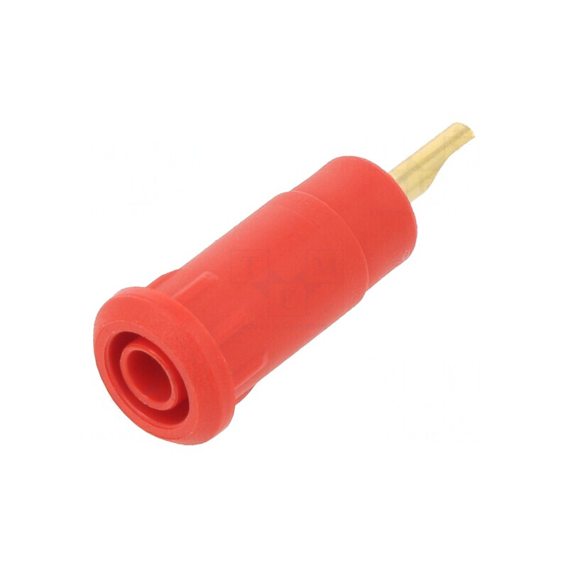 Soclu banană 2mm roșu aurit 28mm lipire | Electronic-mag.ro | Componente Electronice