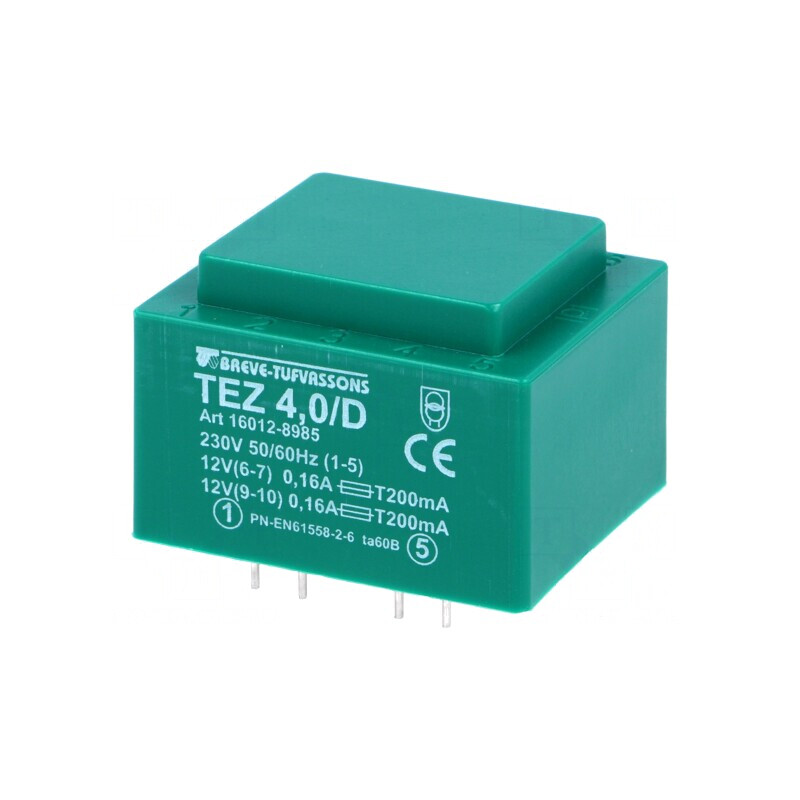 Transformator încapsulat 4VA 230V 12V dublu 166mA | Electronic-mag.ro | Componente Electronice