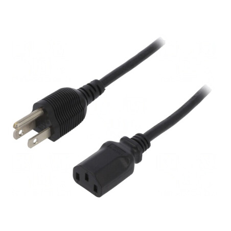 Cablu Alimentare IEC C13 la NEMA 5-15 1,8m Negru 10A | Electronic-mag.ro | Componente Electronice