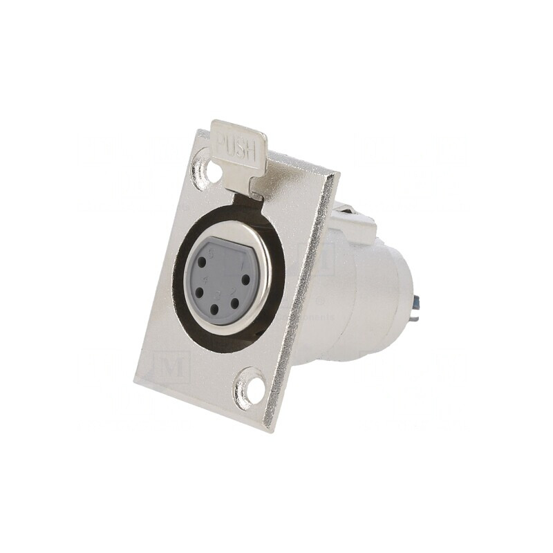 Soclu XLR Mamă 5 Pin cu Buton pentru Panou | Electronic-mag.ro | Componente Electronice
