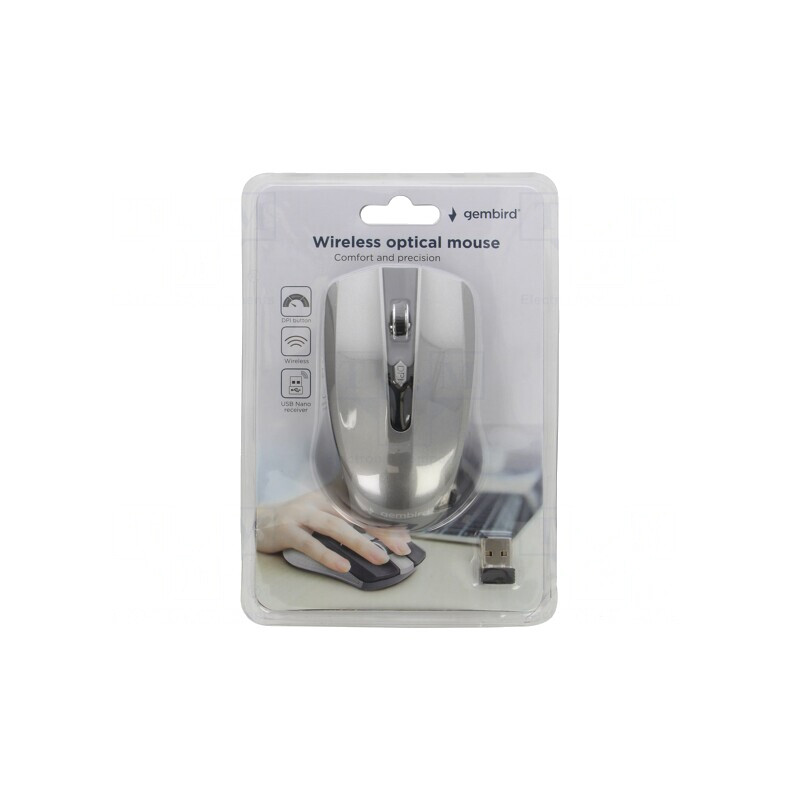 Mouse Optic Wireless USB, Gri, 10m | Electronic-mag.ro | Componente Electronice