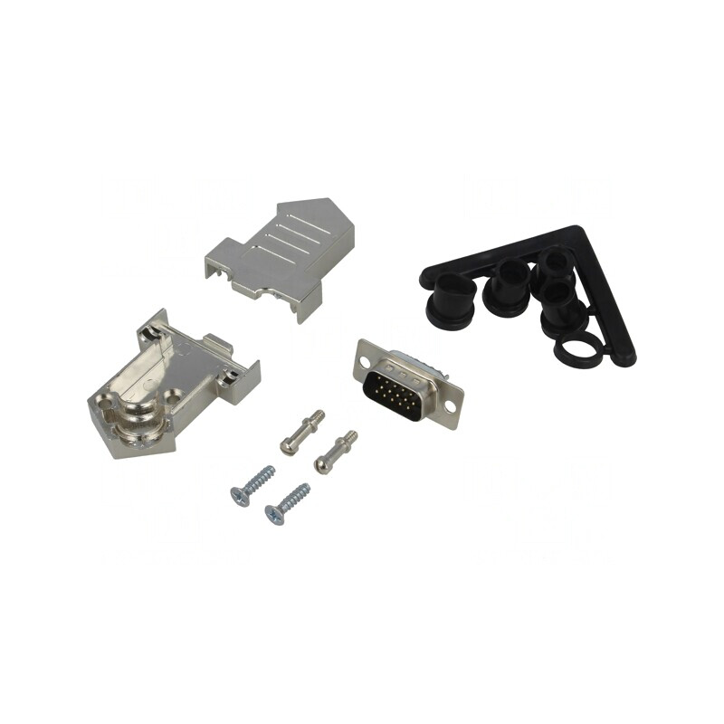 Conector D-Sub 15 Pin Mufă Tată Albă Kit Complet | Electronic-mag.ro | Componente Electronice
