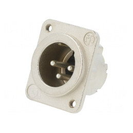 Soclu XLR 3 PIN Argint 16A 19x24mm | Electronic-mag.ro | Componente Electronice