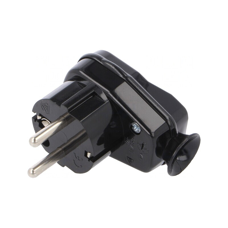 Conector Alimentare AC Tată 2P PE 250VAC 16A Negru | Electronic-mag.ro | Componente Electronice