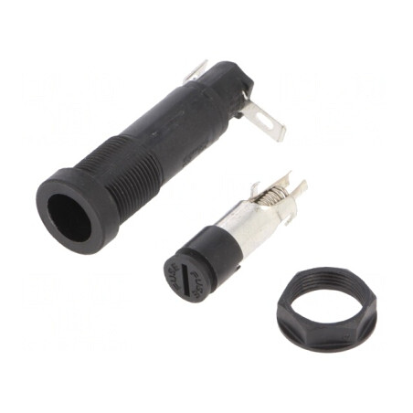 Clemă Panou 5x20mm 20A Neagră 250VAC | Electronic-mag.ro | Componente Electronice