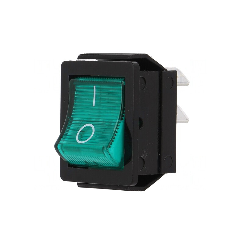 Rocker Switch ON-OFF 16A 250V Green Neon Light | Electronic-mag.ro | Componente Electronice
