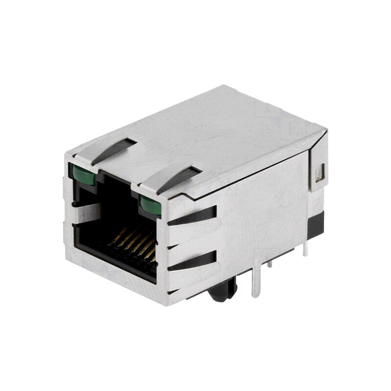 Soclu RJ45 ecranat cu LED 8p8c THT | Electronic-mag.ro | Componente Electronice