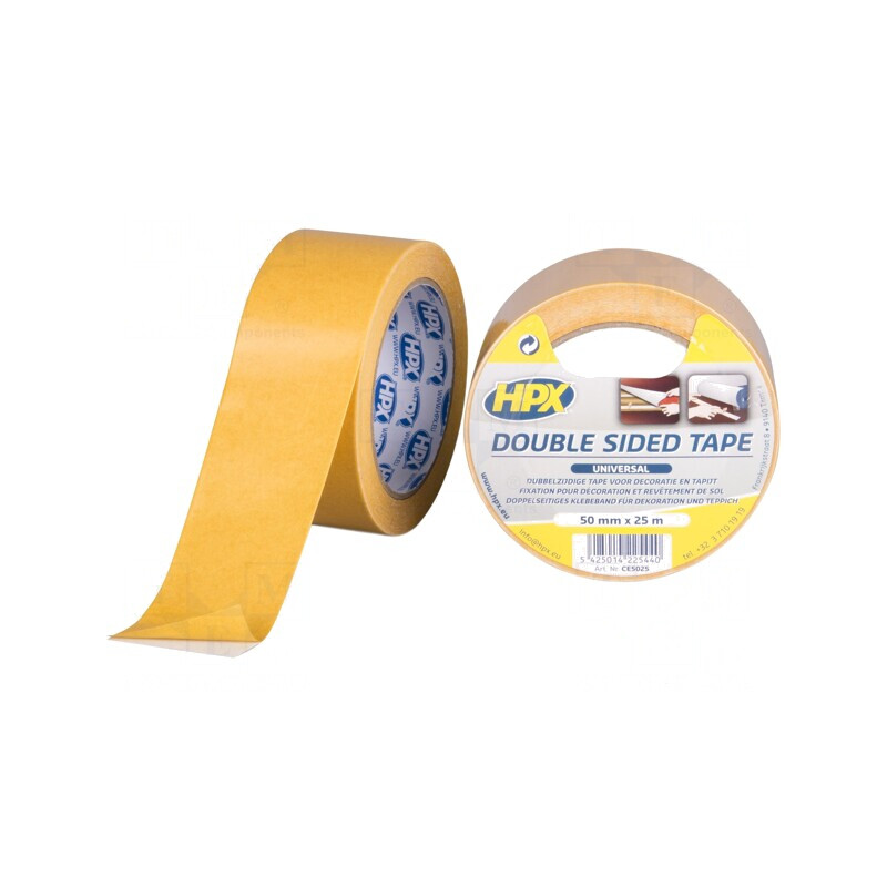 Bandă dublă adezivă cauciuc sintetic 50mm x 25m | Electronic-mag.ro | Componente Electronice