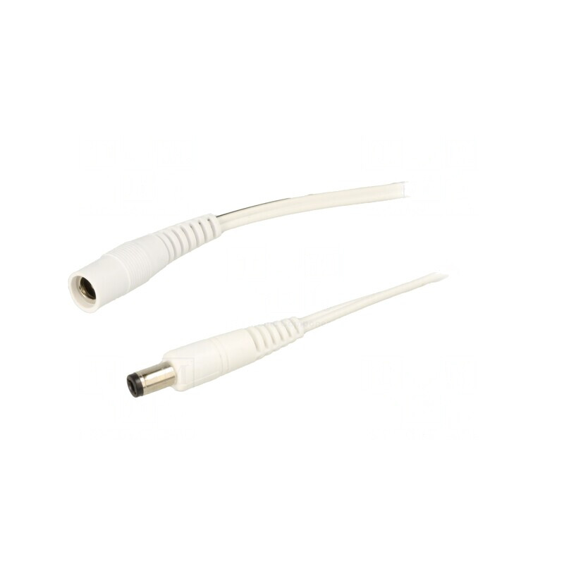 Cablu Alimentare DC Alb 2m 2x0,5mm2 Mufă-Soclu Drept | Electronic-mag.ro | Componente Electronice