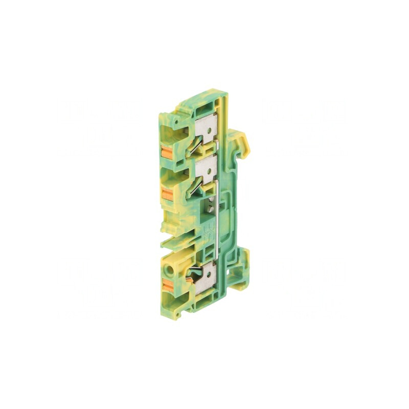 Conector Îmbinare Șine 4mm2 1 Pistă 3 Borne Galben-Verde TS35 | Electronic-mag.ro | Componente Electronice