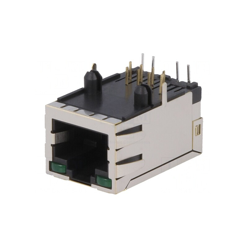 Soclu RJ45 8P8C Ecranat cu LED | Electronic-mag.ro | Componente Electronice