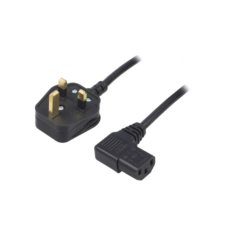 Cablu Alimentare 1.5m 3x0.75mm2 Mufă BS 1363 la IEC C13 90° | Electronic-mag.ro | Componente Electronice