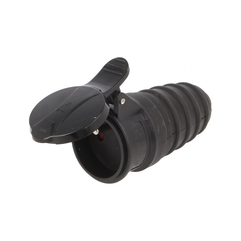 Conector alimentare AC mamă 2P PE 250VAC 16A negru | Electronic-mag.ro | Componente Electronice