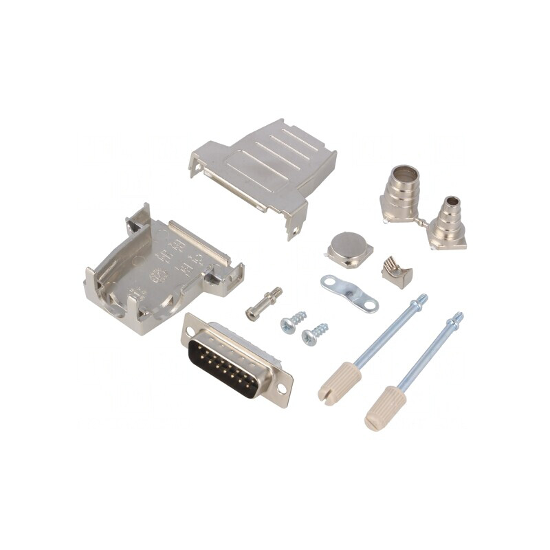 Conector D-Sub 15 PIN Mufă Tată Lipire Neagră | Electronic-mag.ro | Componente Electronice