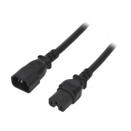 Cablu Alimentare 1m 15A Negru IEC C14 la C15 | Electronic-mag.ro | Componente Electronice