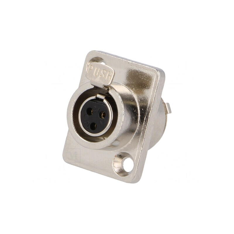 Soclu XLR mini mamă 3 pini lipire Ø15mm | Electronic-mag.ro | Componente Electronice