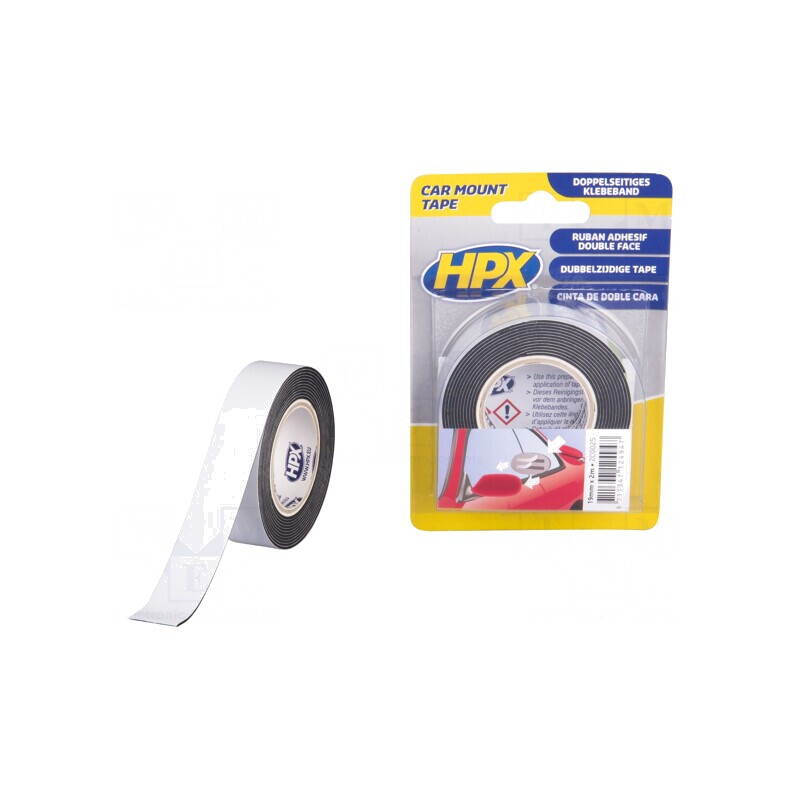Bandă dublă adezivă neagră 19mm x 2m pentru fixare | Electronic-mag.ro | Componente Electronice