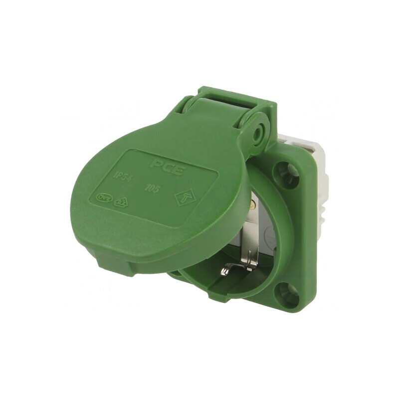 Conector alimentare AC 2P+PE 250V 16A verde | Electronic-mag.ro | Componente Electronice
