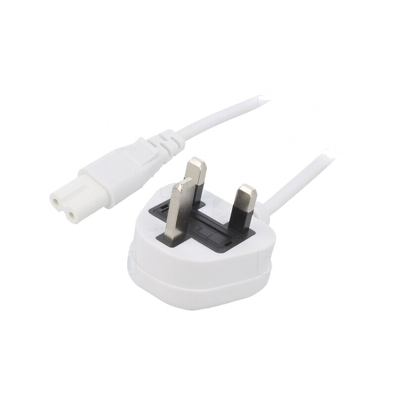 Cablu Alimentare 3m Alb 2x0.75mm2 Mufă BS 1363 la IEC C7 | Electronic-mag.ro | Componente Electronice Cablu Alimentare 3m Alb 2x0.75mm2 Mufă BS 1363 la IEC C7 | Electronic-mag.ro | Componente Electronice