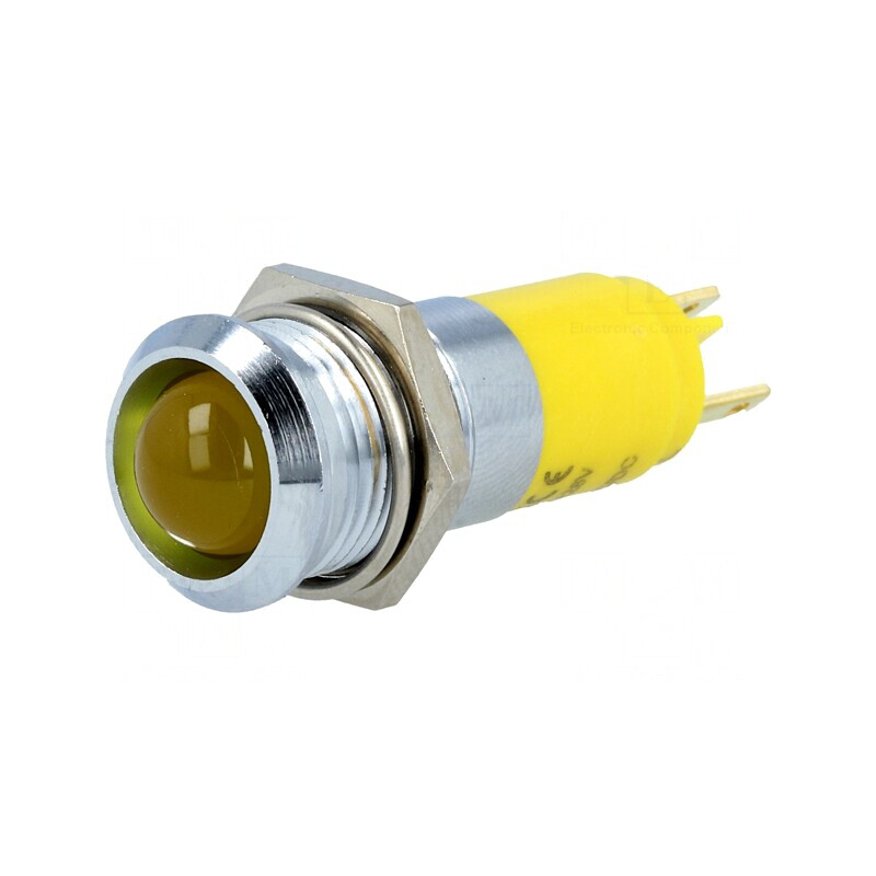 Lampă LED Concavă Galbenă 24-28VDC Ø14,2mm IP67 | Electronic-mag.ro | Componente Electronice