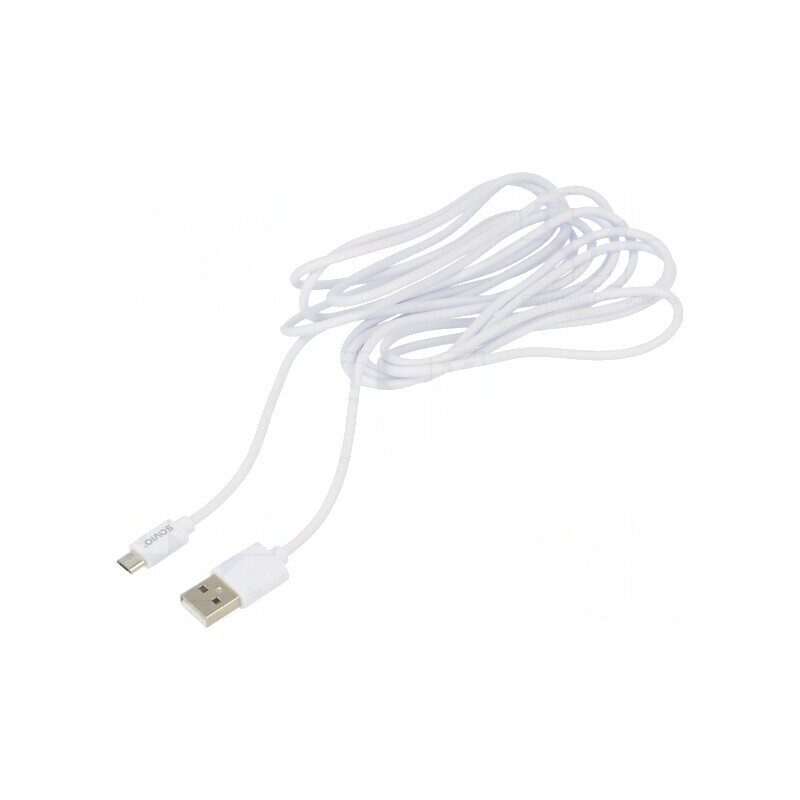 Cablu USB 2.0 A la Micro B 3m Alb 480Mbps 2A | Electronic-mag.ro | Componente Electronice Cablu USB 2.0 A la Micro B 3m Alb 480Mbps 2A | Electronic-mag.ro | Componente Electronice