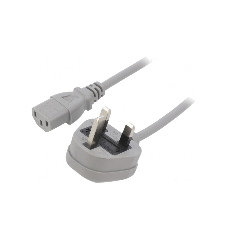 Cablu Alimentare 1.5m Gri 3x0.75mm2 BS 1363 la IEC C13 | Electronic-mag.ro | Componente Electronice