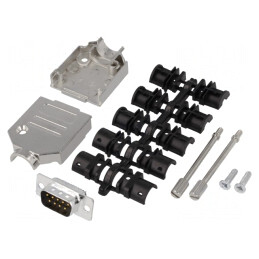 Conector D-Sub 9-Pin Tată pentru Lipire pe Cablu - Negru Set Complet | Electronic-mag.ro | Componente Electronice