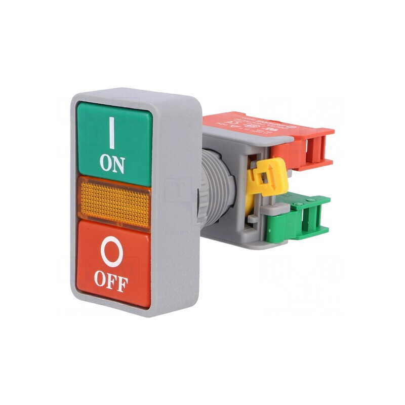 Comutator dublu 22mm roșu/verde 1 NC NO | Electronic-mag.ro | Componente Electronice