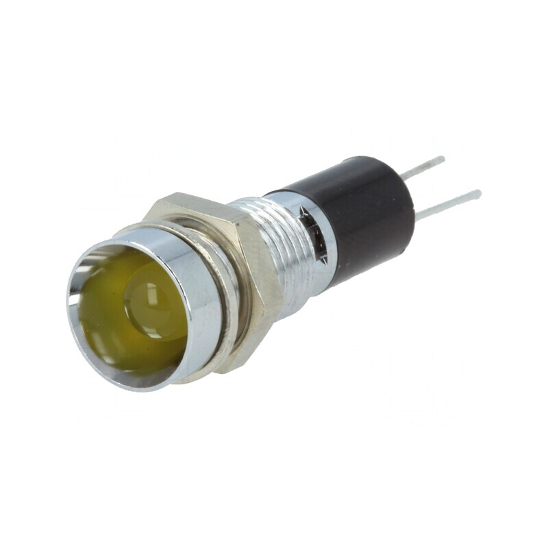 Lampă LED Galbenă 12VDC Ø8mm PCB Alamă | Electronic-mag.ro | Componente Electronice