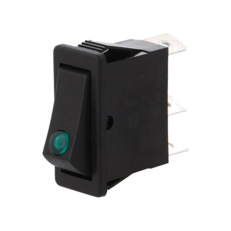 Comutator Rocker ON-OFF 16A 250V Negru cu Lumină Neon | Electronic-mag.ro | Componente Electronice