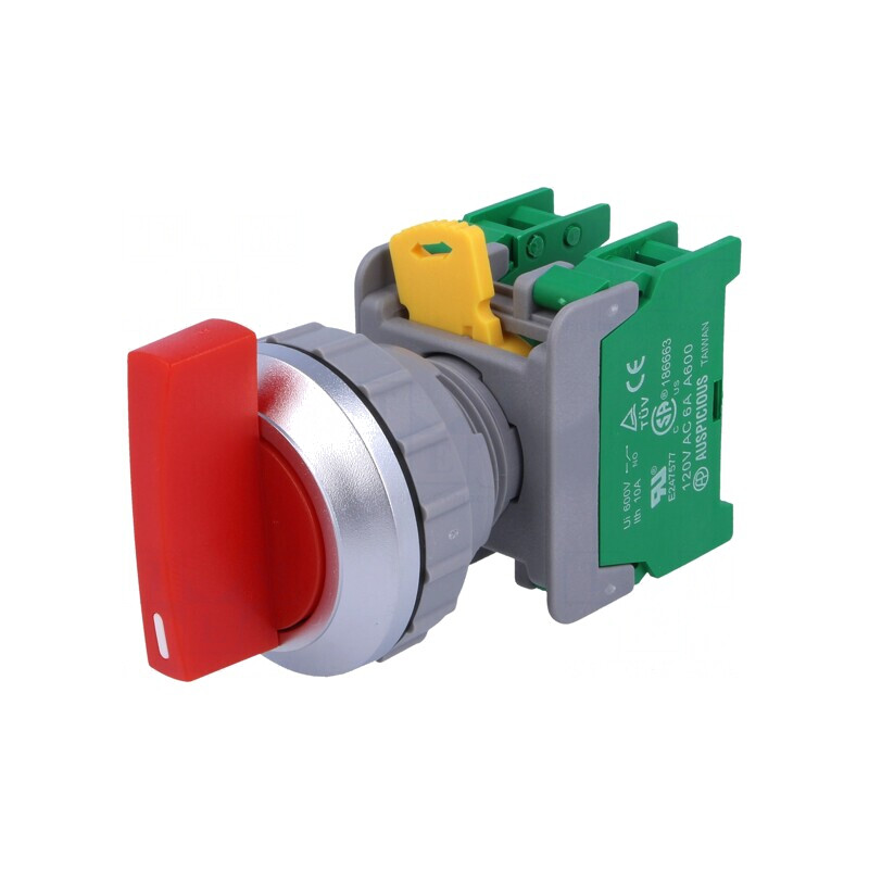 Comutator Rotativ 30mm Roșu IP65 1NO x2 | Electronic-mag.ro | Componente Electronice