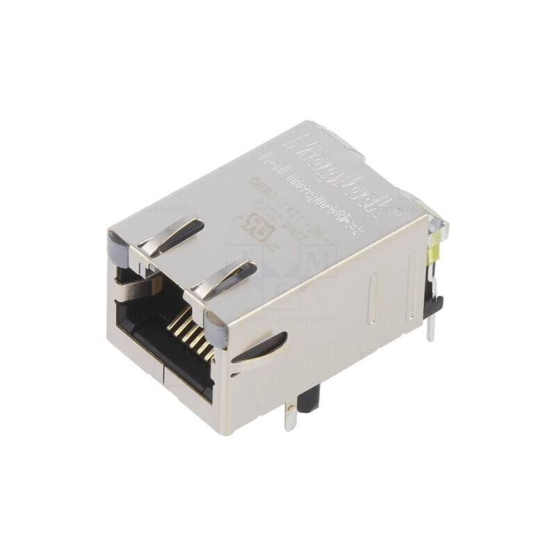 Soclu RJ45 ecranat cu LED 8p8c THT | Electronic-mag.ro | Componente Electronice